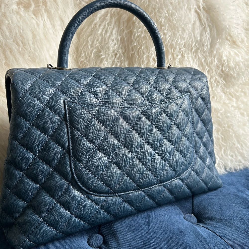 Chanel Coco Top Handle Bag Quilted Caviar Medium blue - Picture 5 of 9